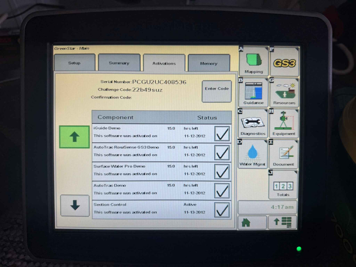 GreenStar3 2630 Display - AutoTrac / Section Control
