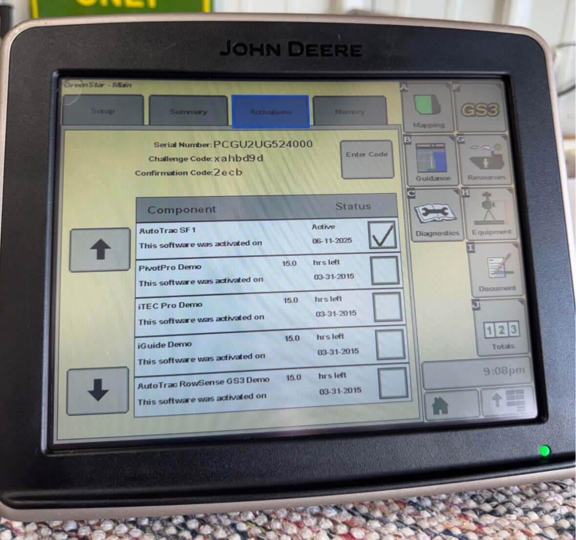 AutoTrac-enabled 2630 GreenStar display ready for precision farming