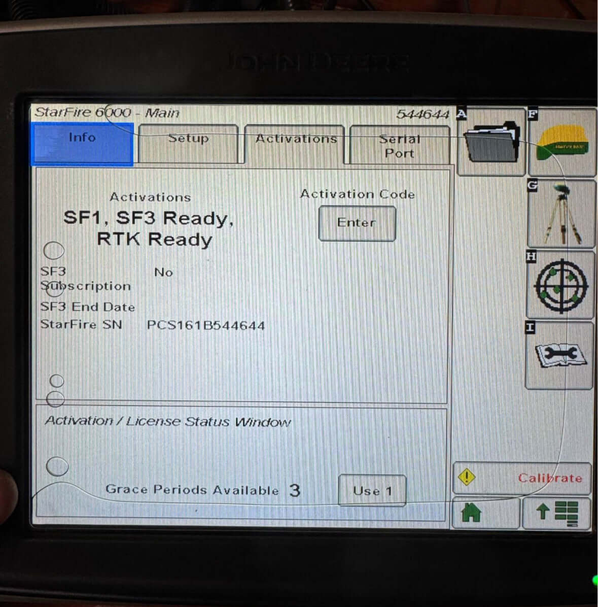 Used StarFire 3000 with SF2 and RTK Ready with Serial Number