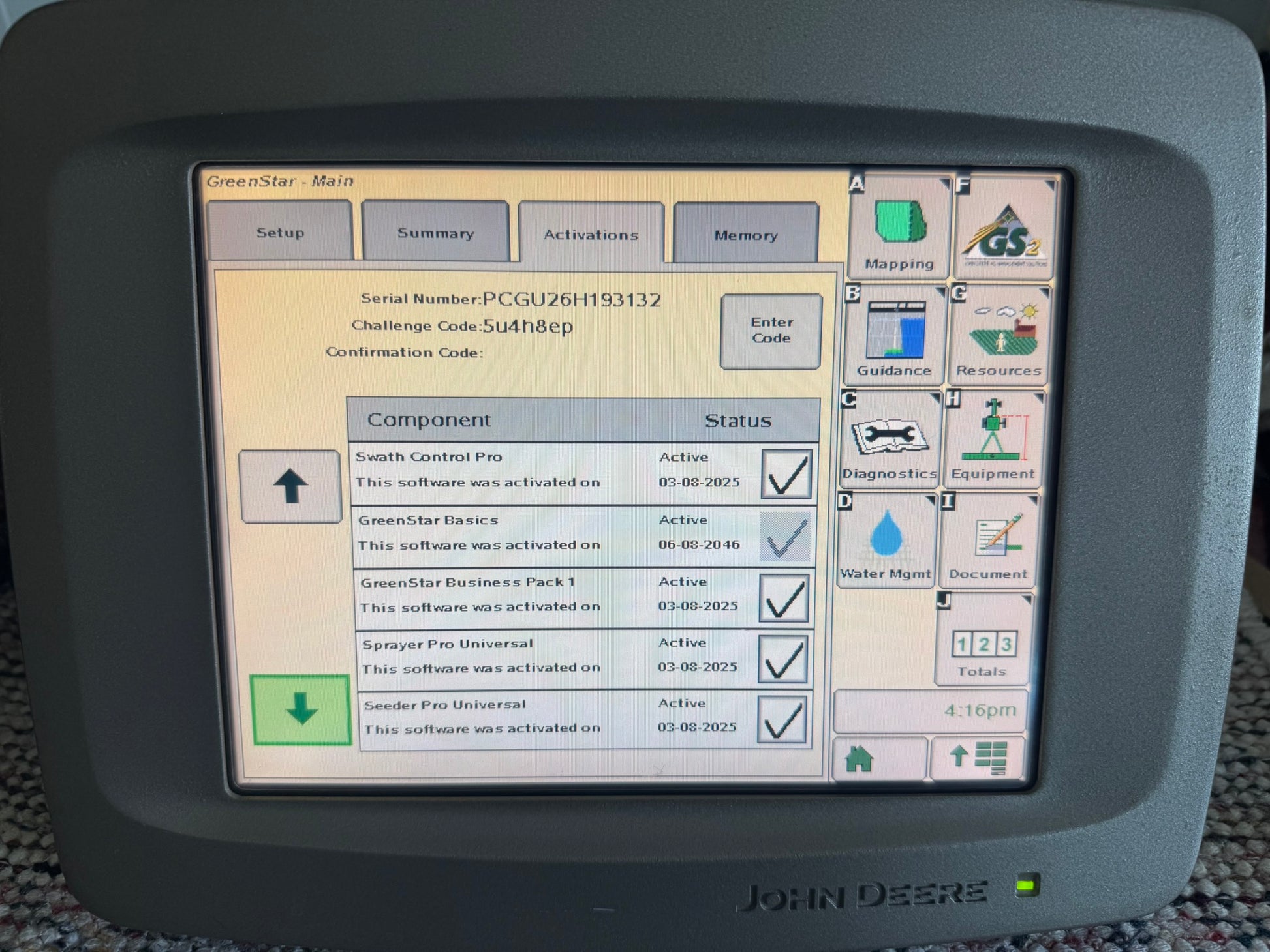 GreenStar 2 2600 display  – activations tested and included