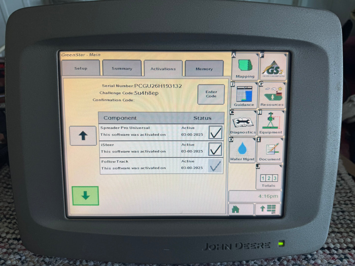 Tested 2600 screen with iSteer, Follow Track Activations